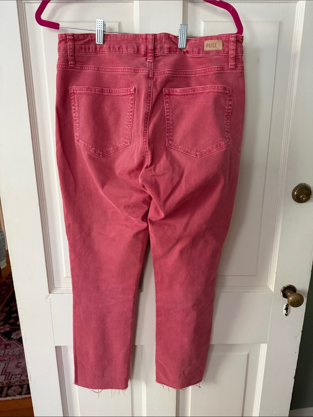 PAIGE Cindy Coral Pink Cropped Ankle Jeans - Picture 3 of 10